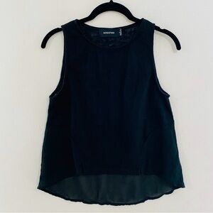 MINKPINK | REVOLVE Semi Sheer Black Tank With Flowy Chiffon Trim, Size Small